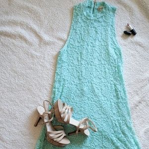 Altar'd State Mint High Neck Lace Summer Dress